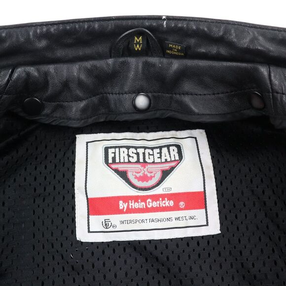 First Gear Women's Cafe Racer Black Leather Motorcycle Jacket Full Zip M Medium - Picture 6 of 10